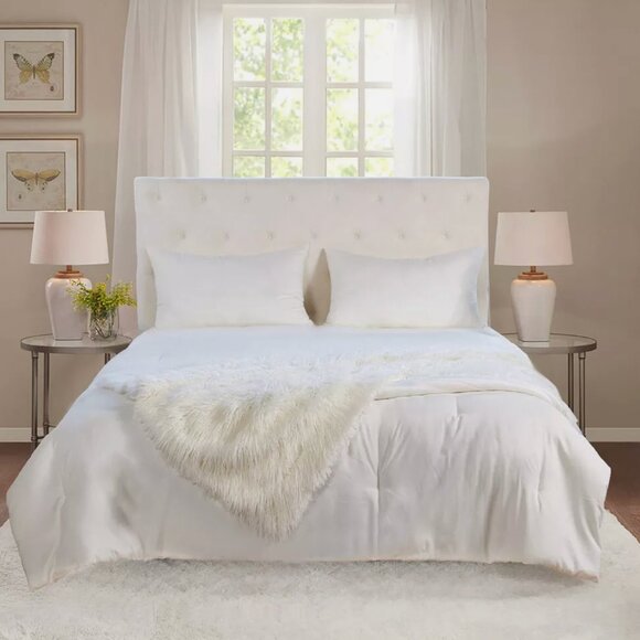 Project 62 Soft White Shaggy Mongolian Fur Luxury Throw Blanket 50 x 60 in